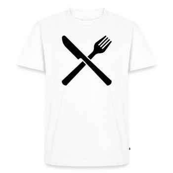 eat 6254398 118120591 - Men's Premium Organic T-Shirt - white - Front - Nico (187cm)