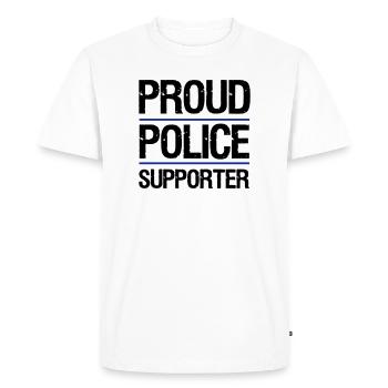 Fier partisan de la police, police, policier, cadeau - T-shirt Premium bio Homme - blanc - Devant - Nico (187cm)