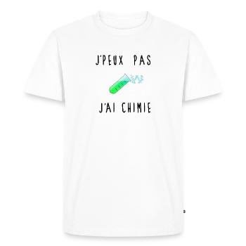 J'peux Pas J'ai Chimie Éprouvette - T-shirt Premium bio Homme - blanc - Devant - Nico (187cm)