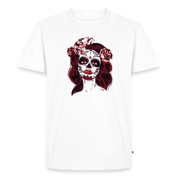 tod girl mexico costume tête de mort rose jour mort lol - T-shirt Premium bio Homme - blanc - Devant - Nico (187cm)