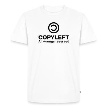 Copyleft Tous les torts réservés - T-shirt Premium bio Homme - blanc - Devant - Nico (187cm)