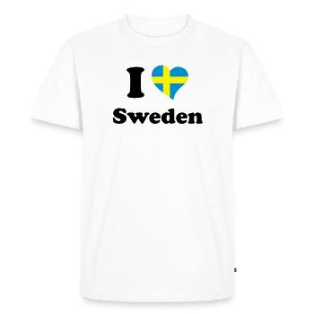 I love Sweden - J'aime la Suède - T-shirt Premium bio Homme - blanc - Devant - Nico (187cm)
