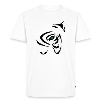 Oeil de tigre Mystérieux Graphique - T-shirt Premium bio Homme - blanc - Devant - Nico (187cm)