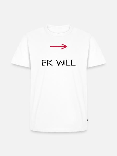 Er will Junggesellenabschied Pfeil - Männer Premium Bio T-Shirt - Weiß
