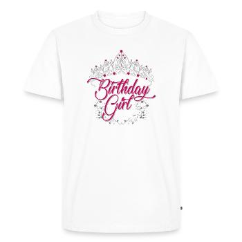 Birthday Girl Tiara Script - Men's Premium Organic T-Shirt - white - Front - Nico (187cm)