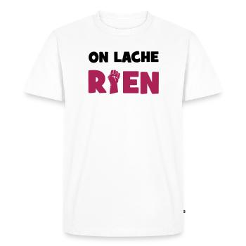 On lâche rien ! - T-shirt Premium bio Homme - blanc - Devant - Nico (187cm)