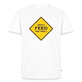 Don't Feed Troll Shield - Men's Premium Organic T-Shirt - white - Front - Nico (187cm)