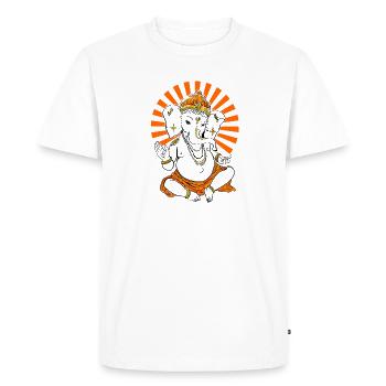 budda elephant Ganesha Yoga om God Namaste India - Men's Premium Organic T-Shirt - white - Front - Nico (187cm)