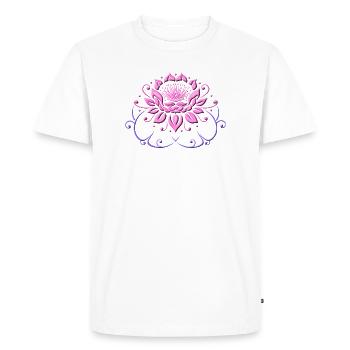 Fleur de lotus, lotus avec des feuilles. Yoga. - T-shirt Premium bio Homme - blanc - Devant - Nico (187cm)