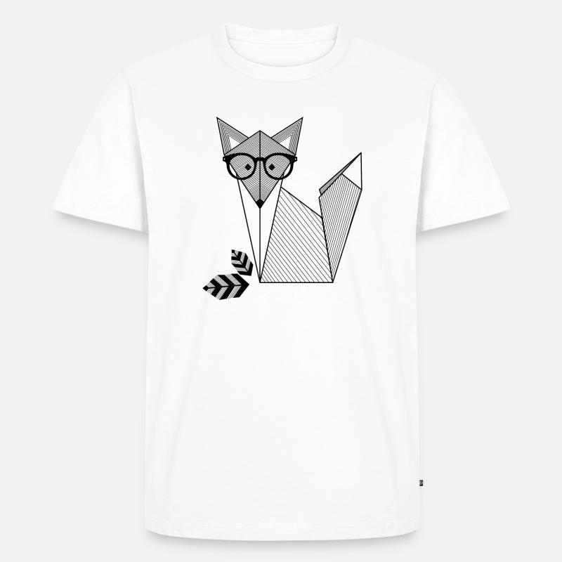 Fuchs mit Brille - Männer Premium Bio T-Shirt - Weiß