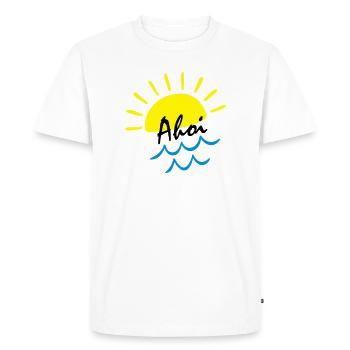Ambiances estivales : Soleil au-dessus des vagues de mer - T-shirt Premium bio Homme - blanc - Devant - Nico (187cm)