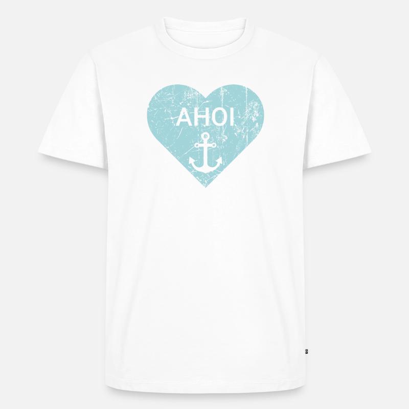 Maritimes Herz - Männer Premium Bio T-Shirt - Weiß