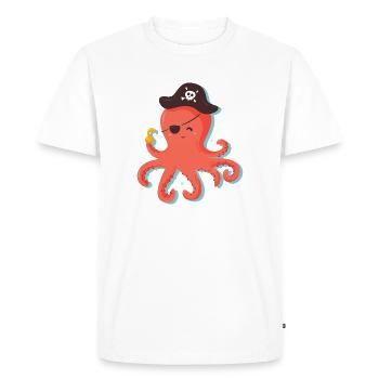 Pirates Kraken T-shirt // Un pirate calmar - T-shirt Premium bio Homme - blanc - Devant - Nico (187cm)