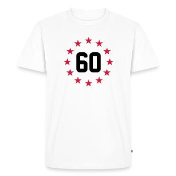 60 ans - T-shirt Premium bio Homme - blanc - Devant - Nico (187cm)