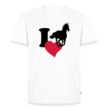I love horses - J'adore les chevaux - T-shirt Premium bio Homme - blanc - Devant - Nico (187cm)