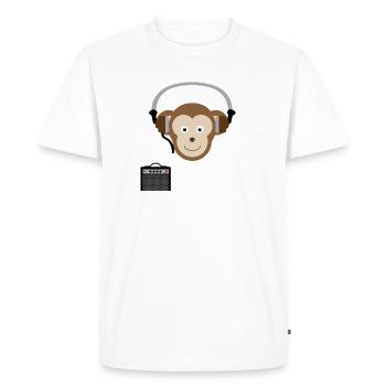 Singe avec musique au casque - T-shirt Premium bio Homme - blanc - Devant - Nico (187cm)