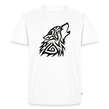 Hurlement de loup tribal - T-shirt Premium bio Homme - blanc - Devant - Nico (187cm)