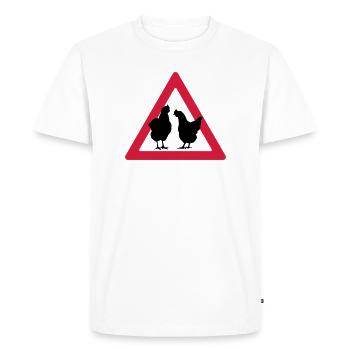 Attention, partie de poule - T-shirt Premium bio Homme - blanc - Devant - Nico (187cm)