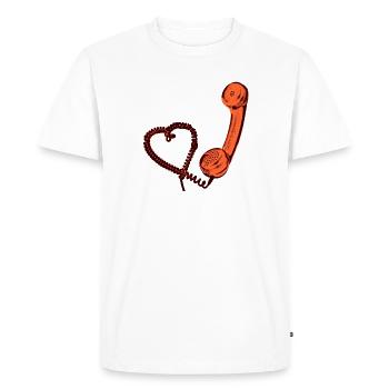 Rétro combiné de téléphone avec le coeur - T-shirt Premium bio Homme - blanc - Devant - Nico (187cm)