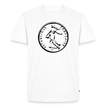 Soyons Franc - T-shirt Premium bio Homme - blanc - Devant - Nico (187cm)