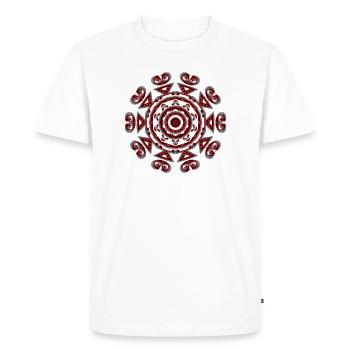 Crimson Neon Mandala - Men's Premium Organic T-Shirt - white - Front - Nico (187cm)