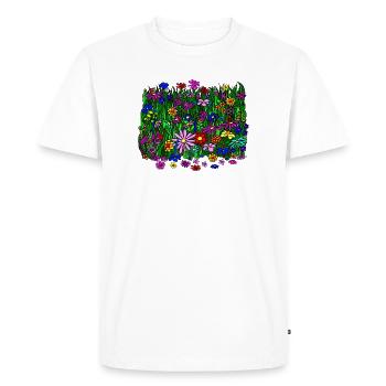 Prairie fleurie : belles fleurs colorées - T-shirt Premium bio Homme - blanc - Devant - Nico (187cm)