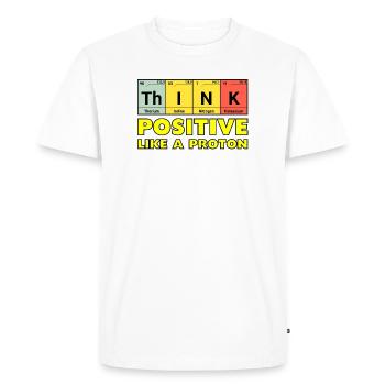Penser positif, comme un proton - T-shirt Premium bio Homme - blanc - Devant - Nico (187cm)