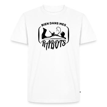 Menuisiers et Ébénistes bien dans ses rabots - T-shirt Premium bio Homme - blanc - Devant - Nico (187cm)