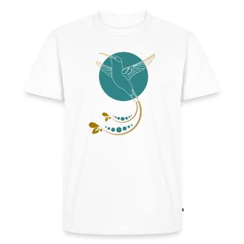 Golden hummingbird with ornaments - Men's Premium Organic T-Shirt - white - Front - Nico (187cm)