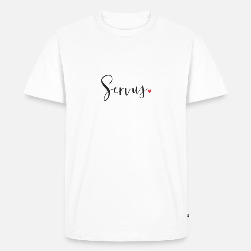 Servus Herz Dekoration Geschenk Gruß - Männer Premium Bio T-Shirt - Weiß
