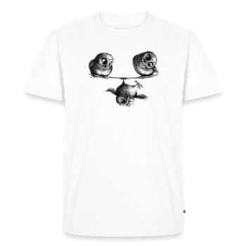 Three Owls - Freedom and Fun - Men's Premium Organic T-Shirt - white - Front - Nico (187cm)