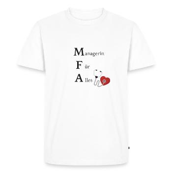 Manager for everything! MFA / medical assistant - Men's Premium Organic T-Shirt - white - Front - Nico (187cm)