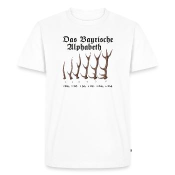 Das Bayrische Alphabet aus Bayern - Männer Premium Bio T-Shirt - Weiß - Vorne - Nico (187cm)