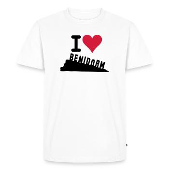 Crimson Heart Love Typography - Men's Premium Organic T-Shirt - white - Front - Nico (187cm)