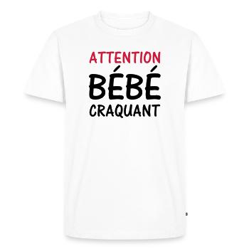 Attention BEBE craquant ! - T-shirt Premium bio Homme - blanc - Devant - Nico (187cm)