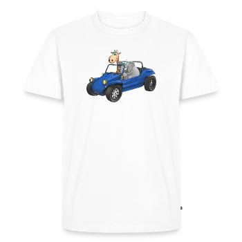 Elephant and giraffe in buggy - Men's Premium Organic T-Shirt - white - Front - Nico (187cm)
