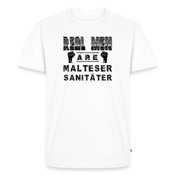 Les vrais gars sont Maltais et Sanitaeter - T-shirt Premium bio Homme - blanc - Devant - Nico (187cm)