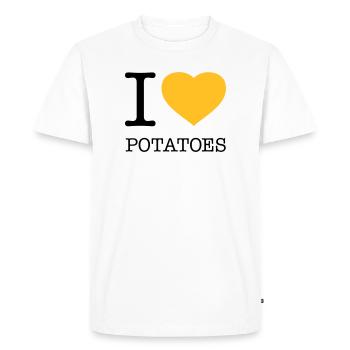 J’AIME LES POMMES DE TERRE Pommes de terre Purée de pommes de terre - T-shirt Premium bio Homme - blanc - Devant - Nico (187cm)