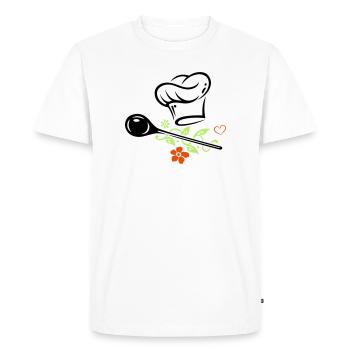 Cuillère en bois - T-shirt Premium bio Homme - blanc - Devant - Nico (187cm)