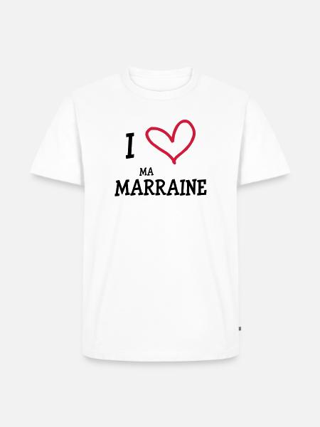 I Love ma Marraine - T-shirt Premium bio Homme - blanc