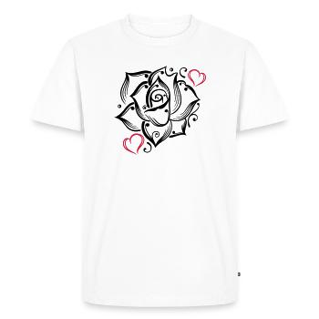 Rose heart love flower blossom Romantic - Men's Premium Organic T-Shirt - white - Front - Nico (187cm)