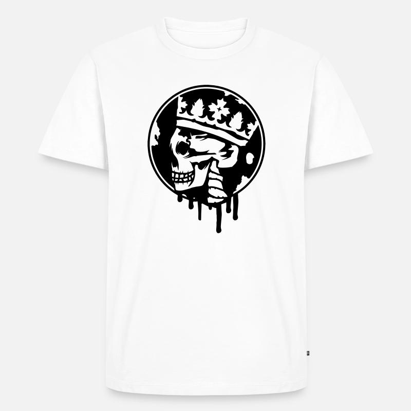 Totenschädel mit Krone Graffiti - Männer Premium Bio T-Shirt - Weiß