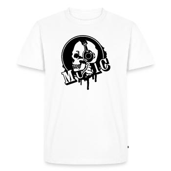 A skull with headphone in profile - Men's Premium Organic T-Shirt - white - Front - Nico (187cm)