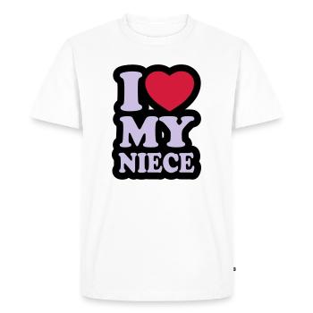 I love my niece - J'aime ma nièce - T-shirt Premium bio Homme - blanc - Devant - Nico (187cm)