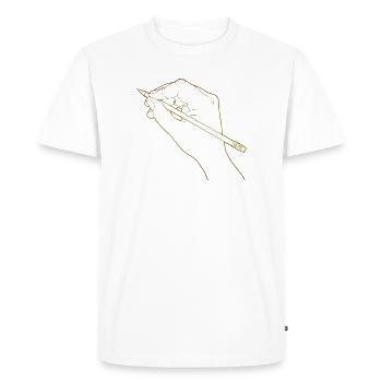 Main esquissée tenant un crayon - T-shirt Premium bio Homme - blanc - Devant - Nico (187cm)