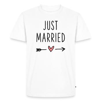 Coeur juste marié flèche amour lune de miel - T-shirt Premium bio Homme - blanc - Devant - Nico (187cm)