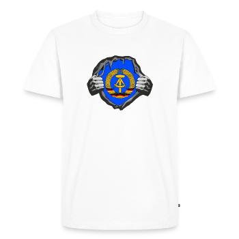 DDR poitrine / Cadeau Allemagne de l’Est Berlin - T-shirt Premium bio Homme - blanc - Devant - Nico (187cm)