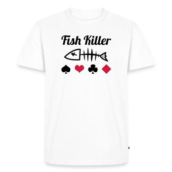 Poker : Fish Killer - Men's Premium Organic T-Shirt - white - Front - Nico (187cm)