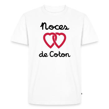 Noces de Coton - T-shirt Premium bio Homme - blanc - Devant - Nico (187cm)