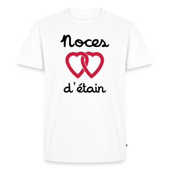Noces d'étain - T-shirt Premium bio Homme - blanc - Devant - Nico (187cm)